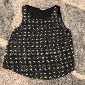 Black Yellow and Blue Printed Crop Top by Lush